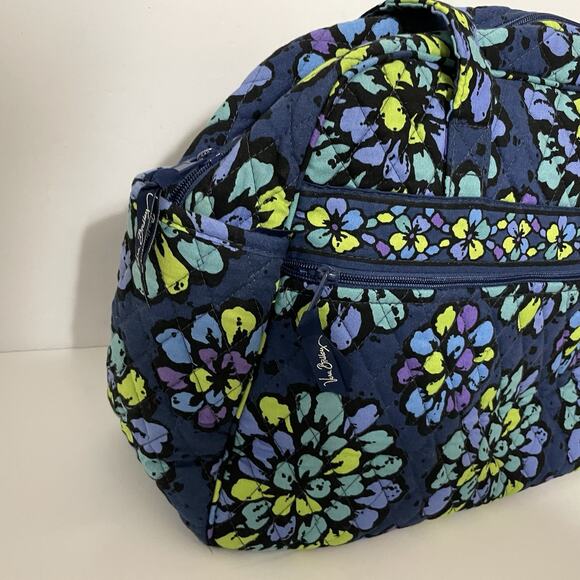 Vera Bradley Indigo Pop Vibrant Blue Flowers Quilted Diaper Bag Washable Tote - Picture 6 of 7